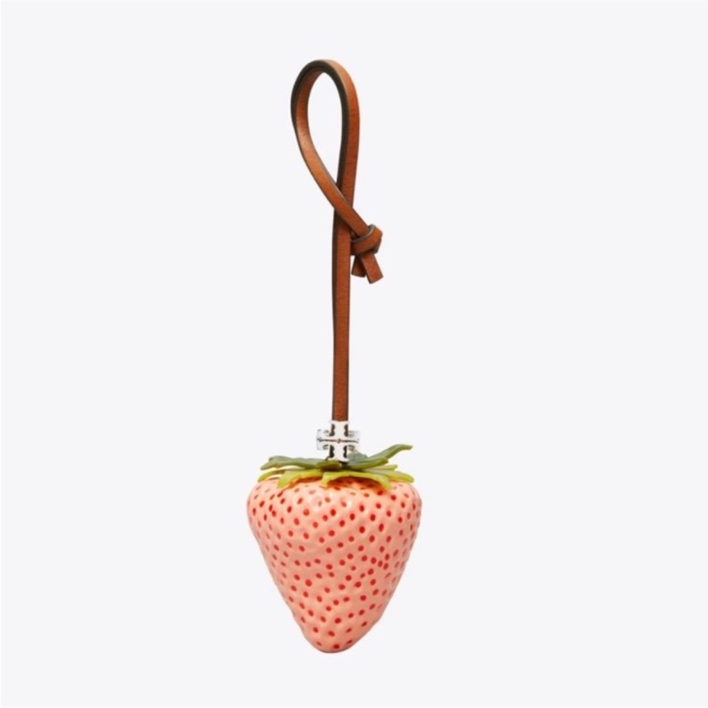 Tory Burch Pink and Green Strawberry Keychain